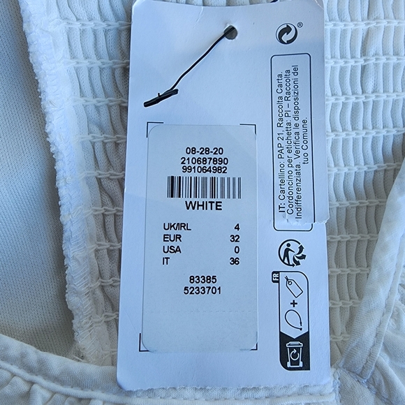 NWT Primark Women’s White Eyelet Knee Length Dress With Puff Sleeves Cotton Sz 0 - Picture 11 of 14